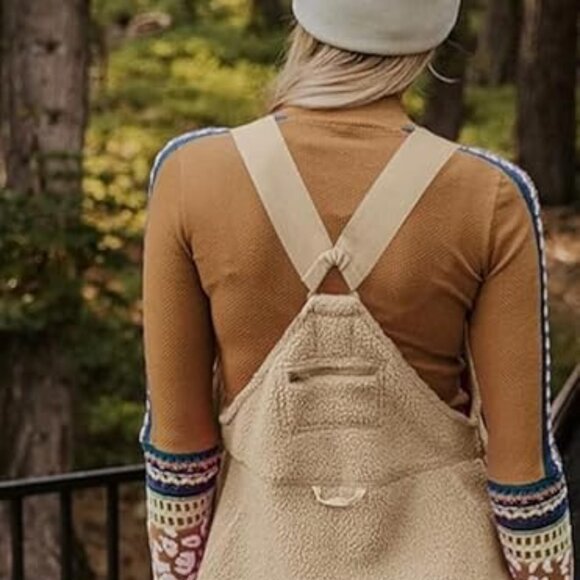 Mountain Cabin Khaki/Beige Fleece Overalls - Picture 8 of 10